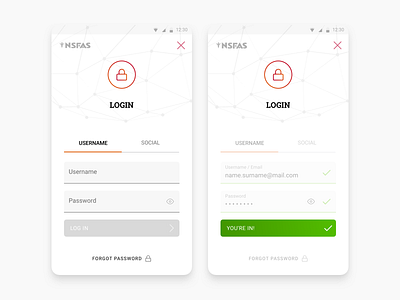 NSFAS - App - Login Form app black design form green grey orange ui ux white