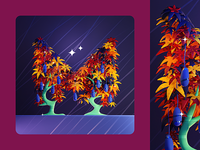 36DOT22 — Mango (Tree) • National fruit 3d blender colorful design flat gradient graphic design illustration illustrator india indian mango plant playful tree vector