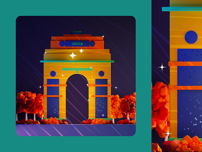 36DOT22 — New Delhi • India Gate 3d blender delhi design flat gate gradient graphic design illustration illustrator india indian new delhi vector