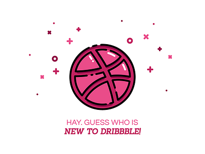 Haaay! badge ball dribbble flat hay hello illustration logo new pink sparks sticker