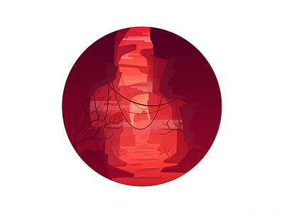 Red Canyon 2d badge canyon circle colorful flat gradient illustration illustrator landscape photoshop vector