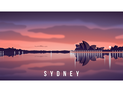 Sydney II city colorful flat gradiant illustration illustrator landscape photoshop reflection scene sydney vector