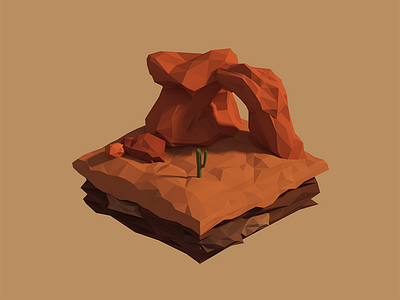Low Poly Piece Of Mesa 3d blender isometric landscape low poly model render rocks scene stone
