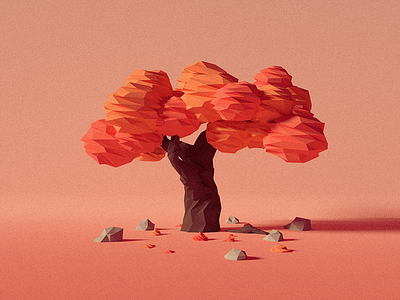 Low Poly Autumn Tree 3d autumn blender low poly minimalistic model noise render scene tree