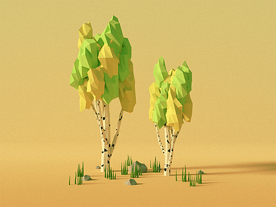 Low Poly Spring Trees (Birch)