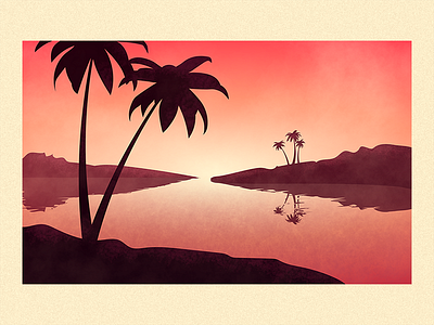 Red Palms colorful flat gradient illustration illustrator landscape light palms photoshop scene sunset vector