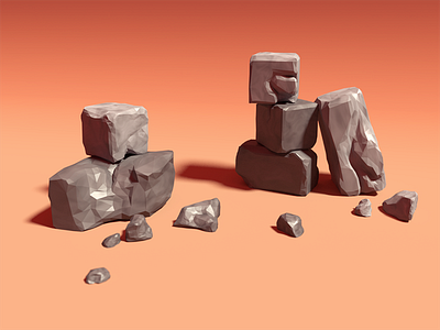 Low Poly Chiseled Stone Bricks