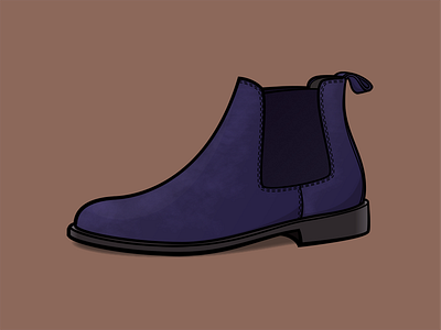 Indigo Blue Chelsea Boot colorful fashion flat illustration illustrator outline photoshop shoe simple texture vector