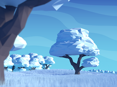 Low Poly Meadow 3d blender light low poly minimalistic model modelling render rendering scene winter