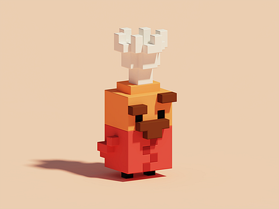 Isometric Voxel Cook 3d character light low poly magicavoxel minimalistic model modelling render rendering voxel