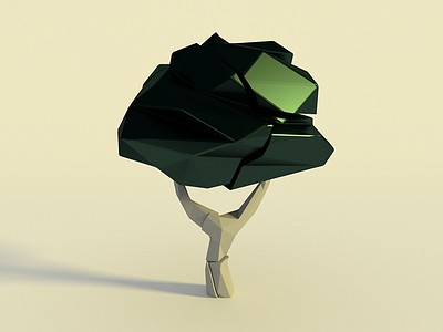 Green Broken Tree 3d blender cracks glossy lowpoly minimalistic render rendering tree