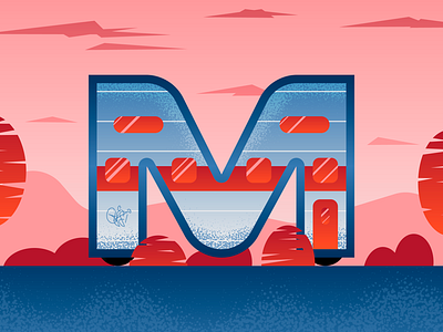 36 Days Of Type — M 36daysoftype clean flat geometric gradient graphic house illustration illustrator texture vector