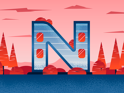 36 Days Of Type — N 36daysoftype clean flat geometric gradient graphic house illustration illustrator texture vector