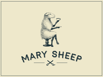 Mary Sheep hairdresser logo scissors sheep tea