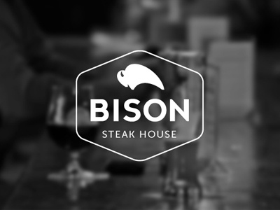 Bison bar bison bull lettering logo steak