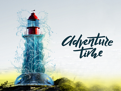 Lighthouse adobe adventure art brushes collage dailytype goodtype hand lettering handwriting illustration illustrator lettering letters painting photocollage photoshop sea time typedesign water