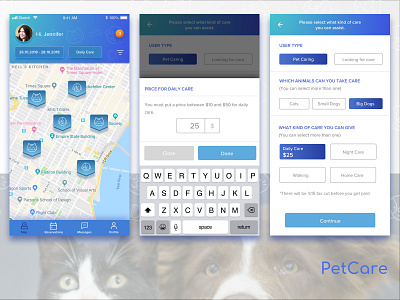 Pet Care app ui design dashboard sketch ui