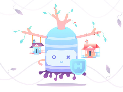 (3/100) Weekly vector challenge #04: Treehouse house monster tree tree house