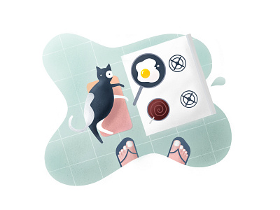 (7/100) Weekly vector challenge #06: Breakfast breakfast cat coffee egg foot kitchen sunnyside up