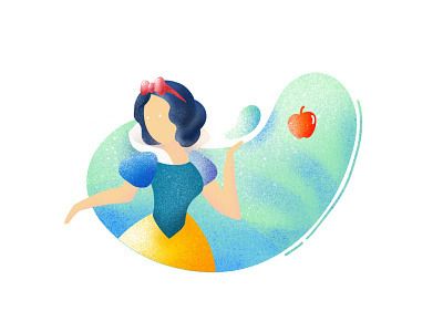 (13/100) Disney princess#1: Snow White apple charcter disney disney princess illuatration prince snow white