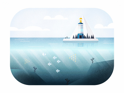 (19/100) Weekly vector challenge #10: Island/water bird cloud designchallenge fish illustraion island lighthouse sea sky water