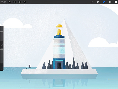 Illustration in progress bird designchallenge illustration ipad pro island lighthouse