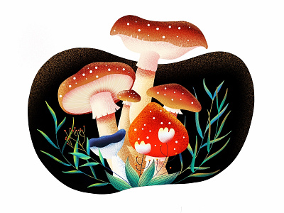 (63/100) Mushroom designchallenge flowers illustration leaves mushroom plants