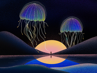 (67/100) Jellyfish balloon designchallenge illustration jellyfish lake sky