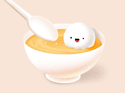 (95/100) Rice Ball bowl bowling ball chinese food designchallenge dessert food illustration rice ball spoon
