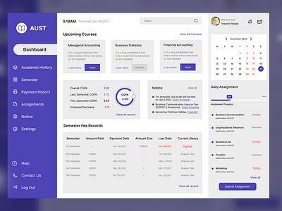 Student Dashboard Design