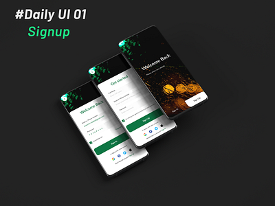 #DAILYUI-001 app branding design graphic design landing page mobile app design signup typography ui ux