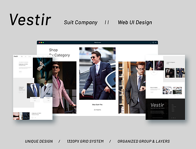 Vestir Suit Company (Web UI Landing Page Design) branding design graphic design landing page typography ui uiux user interface ux web design web ui