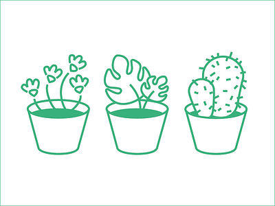 Plants Icons for web app cacti green icon icons linear lineart miniatures minimal monstera plants succulents