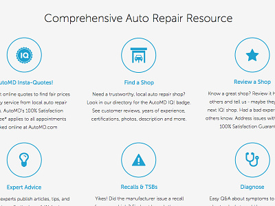 Homepage Icons automotive blue gray homepage responsive ui ux website