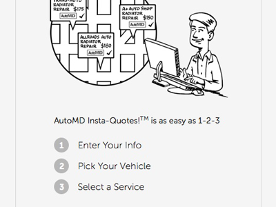 AutoMD Easy as 1-2-3 automotive cartoon gray responsive ui ux website