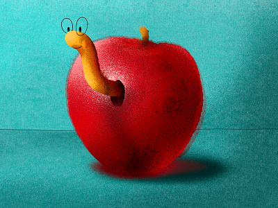 Wormy Apple 🐛🍎 apple design grain illustration photoshop red worm