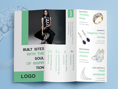 Tri fold jewelry brochure branding business card corporate corporate brochure design flyer flyer design graphic illustration letterhead logo print print design psd template travel typography uiux web web template psd