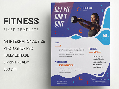 Fitness Flyer a4 a4 brochure a4 fitness flyer a4 flyer a4 size brochure corporate branding corporate design fitness fitness flyer flat flyer flyer design flyer template flyers one side flyer print design print template psd template