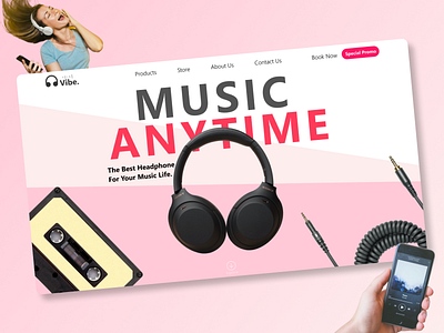 Music Marketplace Landing Page bright ui colorful marketplace design ecommerce headphone marketplace music shop ui web design