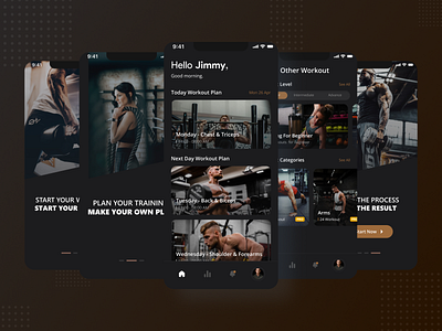 Gym mobile apps branding dark theme design gym gym apps gymapps health illustration mobile apps mobile ui mobileapps muscle tourism training travel website ui ux web design workout