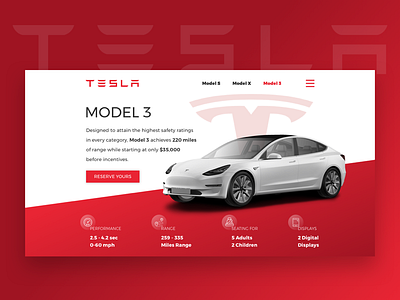 Tesla Model 3 concept landing tesla ui design web