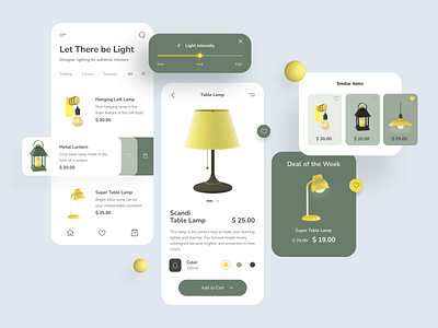 Lamps shop App 3d app application design online shop ui ux