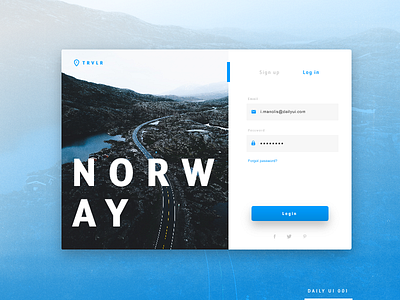 Daily UI 001 card dailyui login signup travel ui