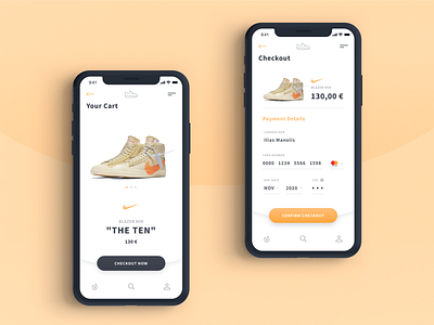 Sneaker App Credit Card Checkout app concept blazer credit card checkout iphone nike off white payment method sneaker uidesign ux design
