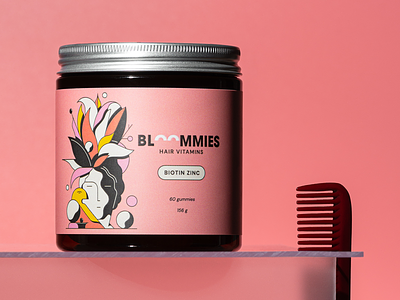 Bloommies bloom design graphic design gummies hair illustration packaging vitamins