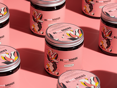 Bloommies bloom design graphic design gummies hair illustration packaging vitamins