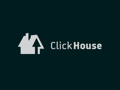 Clickhouse logo concept click concept cursor house logo