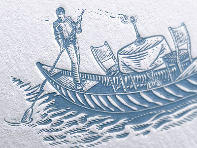 Boat letterpres detail boat canoe detail engrave letterpress restaurant water