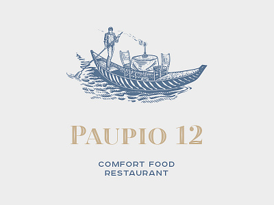 Paupio12 boat canoe detail engrave letterpress restaurant river water