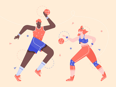 Basketball players ball basketball character game illustration odd sport